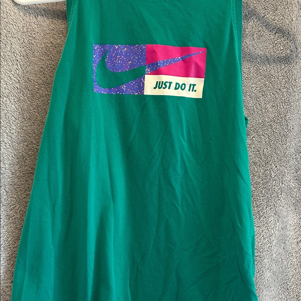 Nike Teal Tank with Colorful Logo